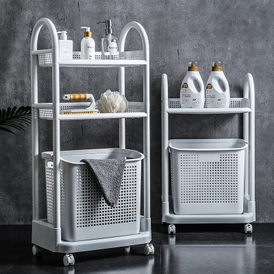 Simple Dirty Clothes Storage Basket Bathroom Storage Rack Laundry Storage Rack Plastic Storage Rack Floor Movable Layer
