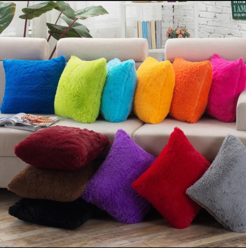 plush solid color cushion pillow