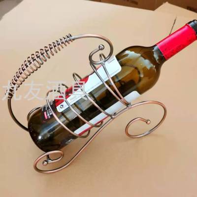 European-Style Vintage Copper-Plated Wrought Iron Metal Wine Rack Domestic Ornaments Wine Display Shelf Red Wine Gift