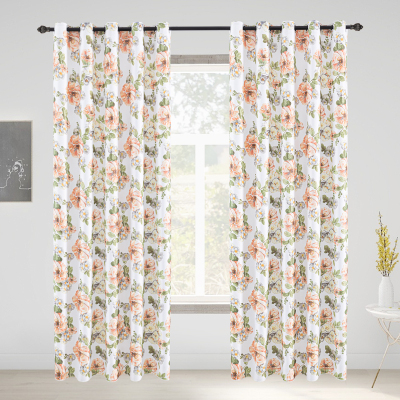 Customized High-End Living Room Bedroom Full Shading Bay Window Pastoral Floral Shading Cloth Curtain