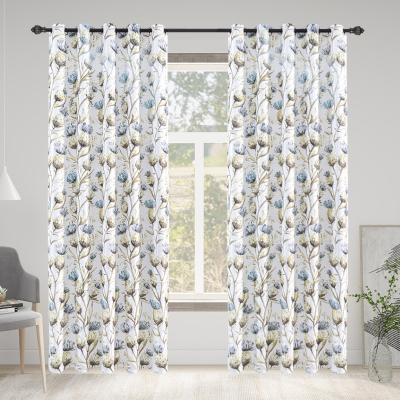 Customized High-End Living Room Bedroom Full Shading Bay Window Small Fresh Pastoral Style Floral Shading Cloth Curtain