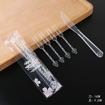Disposable Flower and Moon Knife and Fork Moon Cake Knife and Fork Mid-Autumn Festival Matching Knife and Fork Western Point Bread Knife and Fork 3000 Sets/Box Wholesale