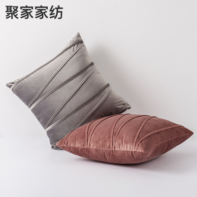 Nordic Velvet Striped Layering Pillow Cover Pressure Rope Strap European Couch Pillow Home Pillowcase Wholesale