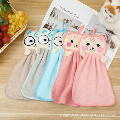 New Cute Cartoon Shape Rag Thickened Hanging Hand Towel Fashion Home Cleaning Daily Use Dish Towel Wholesale
