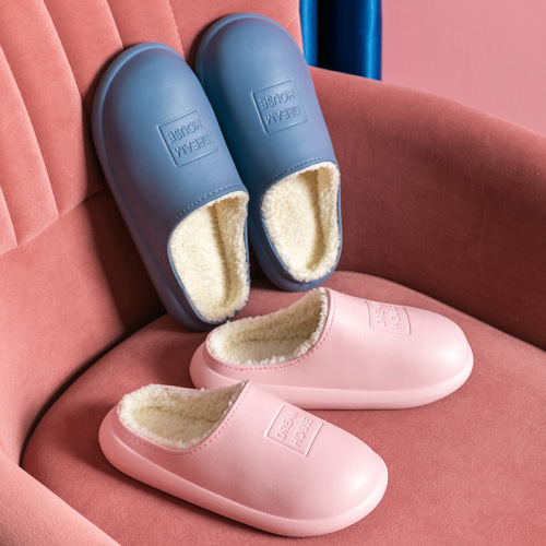 autumn and winter new eva waterproof warm cotton slippers women‘s non-slip waterproof home outdoor wear autumn and winter indoor couple cotton shoes