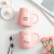 Korean Style Gold Unicorn Internet Celebrity Ceramic Cup Pink Girl Heart Cute Water Cup with Cover Spoon Student Mark Cup