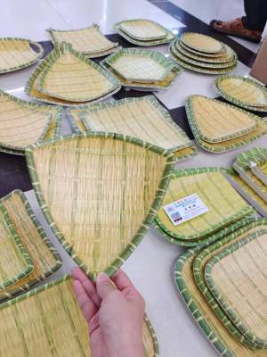 A5 Melamine Rattan Woven Dustpan Hotel Display Plate Dish Imitation Porcelain Creative Bamboo Woven Color Disc French Fries Snack Disc