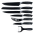 Spot Goods in Black Mesh Handle 7-Piece Gift Box Kitchen Knife Set Pizza Cutter Chef Knife Fruit Knife Bread Knife Set