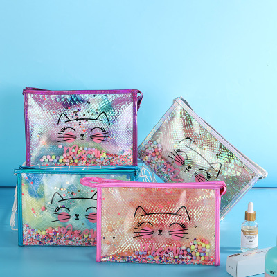 Factory Direct Supply Cute Cat Pattern Cosmetic Bag Fashion Strapless Dinner Bag Clutch Wash Bag Customizable