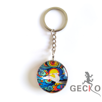 Factory Direct Sales Crystal Glass Key Ring Custom Dunhuang Mural Creative Keychain Scenic Spot Commemorative Keychain
