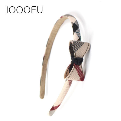 Plaid Three-Dimensional Bow Slim Hair Hoop Japanese and Korean Acrylic Not-Too-Tight Narrow Headband Non-Slip Hair Fixer Hair Clip Headdress