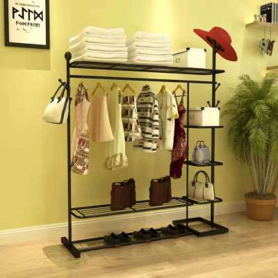 Floor Coat Rack Indoor Clothes Rack Simple Clothes Hanger Folding Household Clothes Drying Shelf Clothing Display Rack