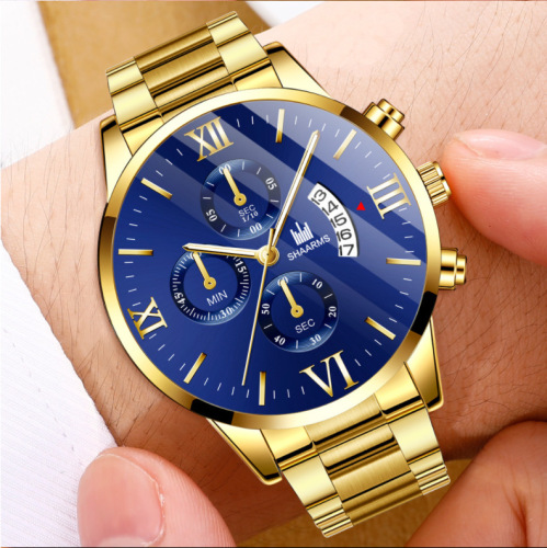 new fashion male roman quartz watch popular simple steel belt fashion watch wholesale watch with calendar
