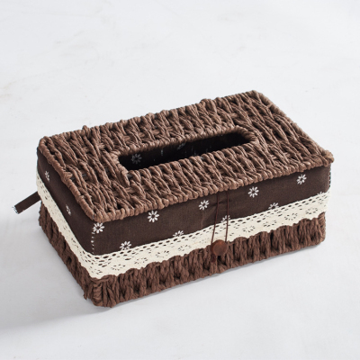 Paper Wicker Straw and Rattan Woven Tissue Box Paper Extraction Box