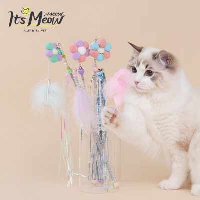 Pet Cat Supplies Fairy Feather Cat Teaser Sound Bell Funny Cat Artifact Cat Teaser Toy Long Brush Holder Cat Teaser