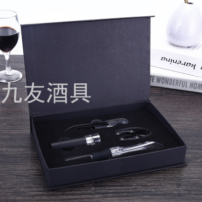 Acrylic Pen Shape Speedy Wine Decanter Hippocampus Knife Vacuum Stopper Bottle Opener Wine Set 4 PCs Paper Box Gift Set