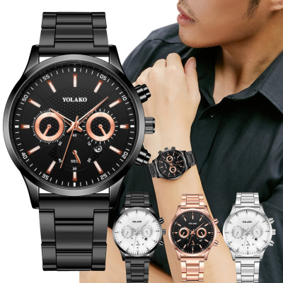 Yolako Fashion Brand Men's Sports Calendar Quartz Steel Watch Business Men's Casual Men's Watch Watch