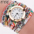 2017 European and American Fashion Ladies Coiling Bracelet Watch Trend Pu Colorful Thin Belt Printing Fashion Watch Women's Watch