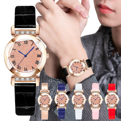 Fashion Roman Numerals Small Dial Casual Women's Watch Simple Rhinestone Thin Belt All-Match Quartz Watch Wholesale