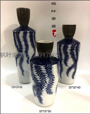 New Chinese Style Modern Light Luxury Ceramic Creative Straight Crack Flower Arrangement and Flower Vase Decoration Living Room TV Cabinet Soft Decoration