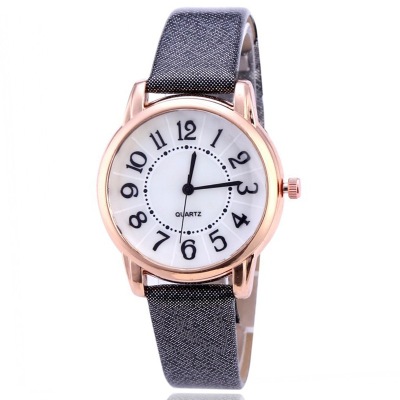 Foreign Trade Popular Style Fashion Leather Strap Women's Watch Casual Simple Digital Acrylic Face Creative Student Watch Wholesale