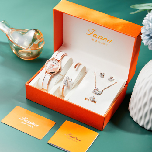 New Little Swan Women‘s Five-Piece Watch Set Valentine‘s Day Gift Set