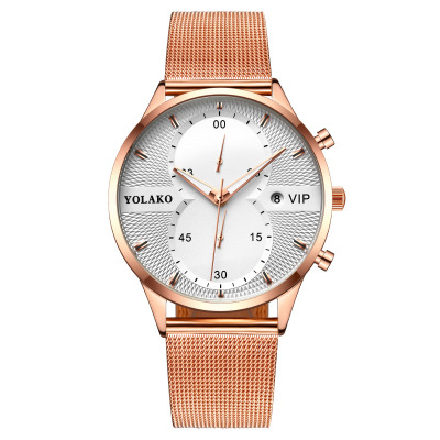 Foreign Trade Popular Style Tik Tok Live Stream European and American Fashion Calendar VIP Men's Watch Men's Watch Mesh Strap Milan Quartz Watch