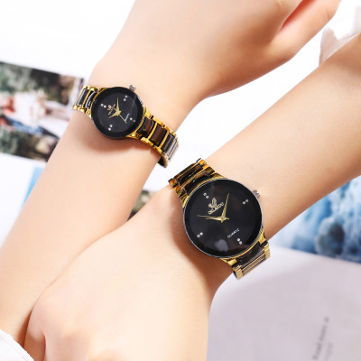 Three-Color Quartz Watch Fashion Casual Set Rhinestone Steel Watch Couple Watch Women's Watch in Stock