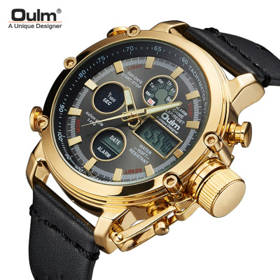 Oulm Oulm Leather Watch Fashion Men's Watch Wholesale Electronic Quartz European and American Style Watch