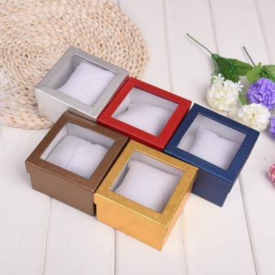 Multi-Color Optional Pearlescent Paper Bracelet Display Box Tiandigai Watch Box Window Watch Box Wholesale with Pillow