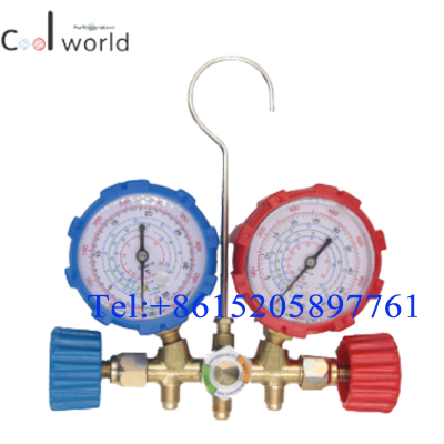 high quality R410A R134A R32 R404A CT-536 Refrigeration manifold gauge set with Sight glass ,charging hose,hook