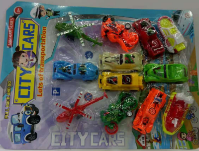 9347 Board Mounted Pull Back Car Set Children's New Plastic Pull Back Racing Car Model Toys Children's Favorite Toys