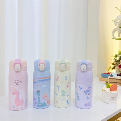 Cute Pattern Portable Strap Thermos Cup Cute Cartoon Water Bottle Customized New Product Creative Stainless Steel Children's Kettle