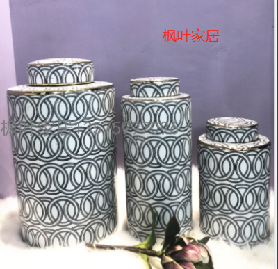 Affordable Luxury Style Blue Background Temple Jar Ceramic Vase Villa Showroom Ceramic Chinese Vase Blue and White Porcelain Ceramic Vase