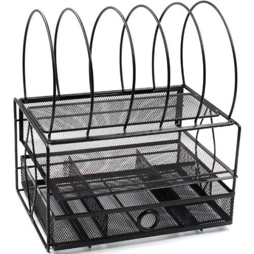 multifunctional magazine bar with drawer three-layer file rack storage combo
