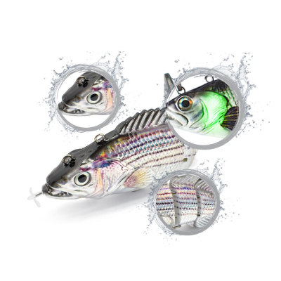 Rechargeable Multi-Section Fish Green LED Luminous Simulation Hard Bait Swimming Bait Propeller Electric Lure Multi-Section Fish