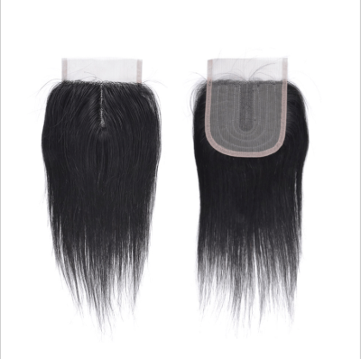 4x4 Real Human Hair Hair Piece T-Shape Lace Mechanism Hair Piece Europe and America Cross Border 4 * 4lace Closure in Stock