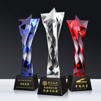 Crystal Trophy Creative Customization Thumb Five-Pointed Star Licensing Authority Staff Music Competition Souvenir Customization