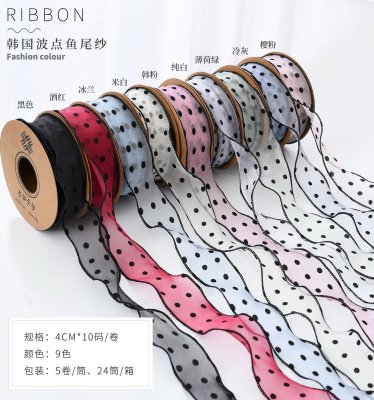 Polka Dot Fishtail Ribbon Snow Yarn Chiffon Ribbon Korean Style Floral Ribbon Ribbon Butterfly Wrapped Flower