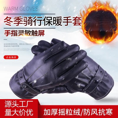 Autumn and Winter Men's Warm Gloves Windproof Cold-Proof Finger Gloves Touch Screen Gloves Cycling and Driving Outdoor Gloves