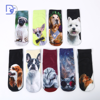 New printed socks cartoon men and women short cotton socks Harajuku style animal dog 3D printed socks