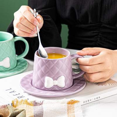 European-Style Relief Coffee Set Western Restaurant Afternoon Tea Mug Girl Heart Creative Ceramic Cup Set
