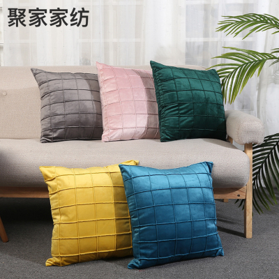 Factory Wholesale Plaid Striped Solid Color Pillow Cover Comfortable Cushion Cover Household Polyester Comfortable Machine Washable Pillowcase