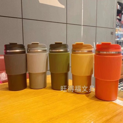 New 304 Transparency Cover Bullet Cup Stainless Steel Vacuum Cup for Male and Female Students Cartoon Drinking Cup Custom Logo Cup