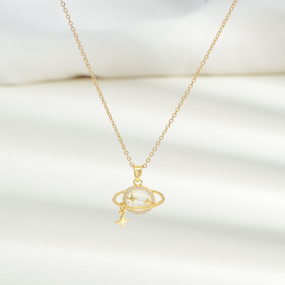 Xiaohongshu Fantasy Star Micro Zircon-Laid Necklace Female Special-Interest Design Clavicle Chain Simple Valentine's Day Gift for Girlfriend