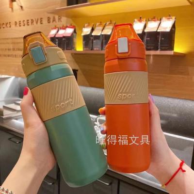 New 304 Transparency Cover Bullet Cup Stainless Steel Vacuum Cup for Male and Female Students Cartoon Drinking Cup Custom Logo Cup