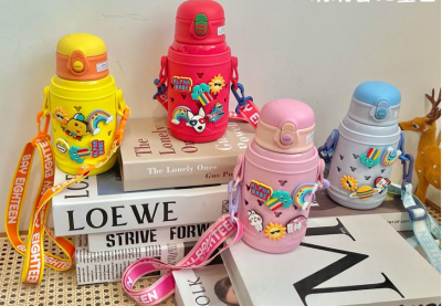 Bottle for Children Stainless Steel Thermos Cup with Straw Plush Toy Cartoon Water Cup Student School Gifts Stock