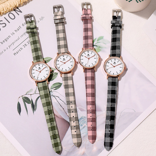 new student watch female ins small square plaid gift fan korean japanese digital scale mute table for examination