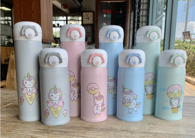 Stainless Steel Thermos Cup Outdoor Sports Tumbler Creative Children Bounce Thermos Cup Unicorn Spot Stock
