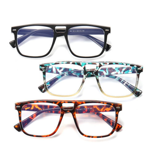 PC Full Frame Double Beam Glasses Frame Trendy Mi Nail Plain Glasses Men‘s and Women‘s Thick Frame Myopia Glasses Students